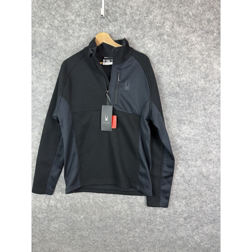 Spyder Jacket Men's Medium Bandit Half Zip Quarter Zip Gait Knit Black Blue